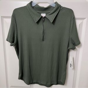 No Boundaries Juniors Green Top Plus Size XL 15-17 Polo Shirt Short Sleeve NWT